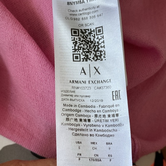 Armani Exchange 100% merino wool, lightweight, v-neckline, sweater! Size Small - Picture 10 of 12